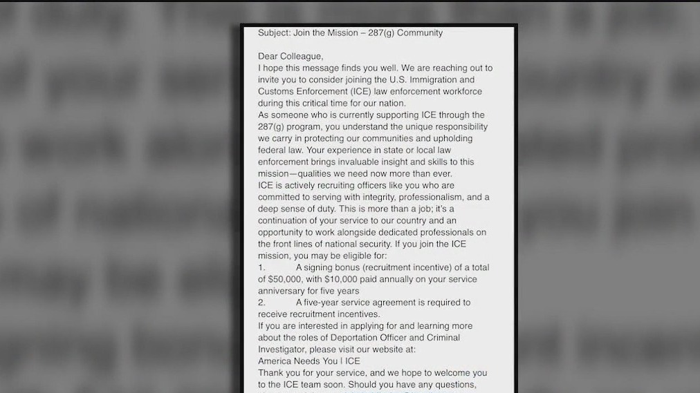 Some law enforcement fired up over ICE recruitment email