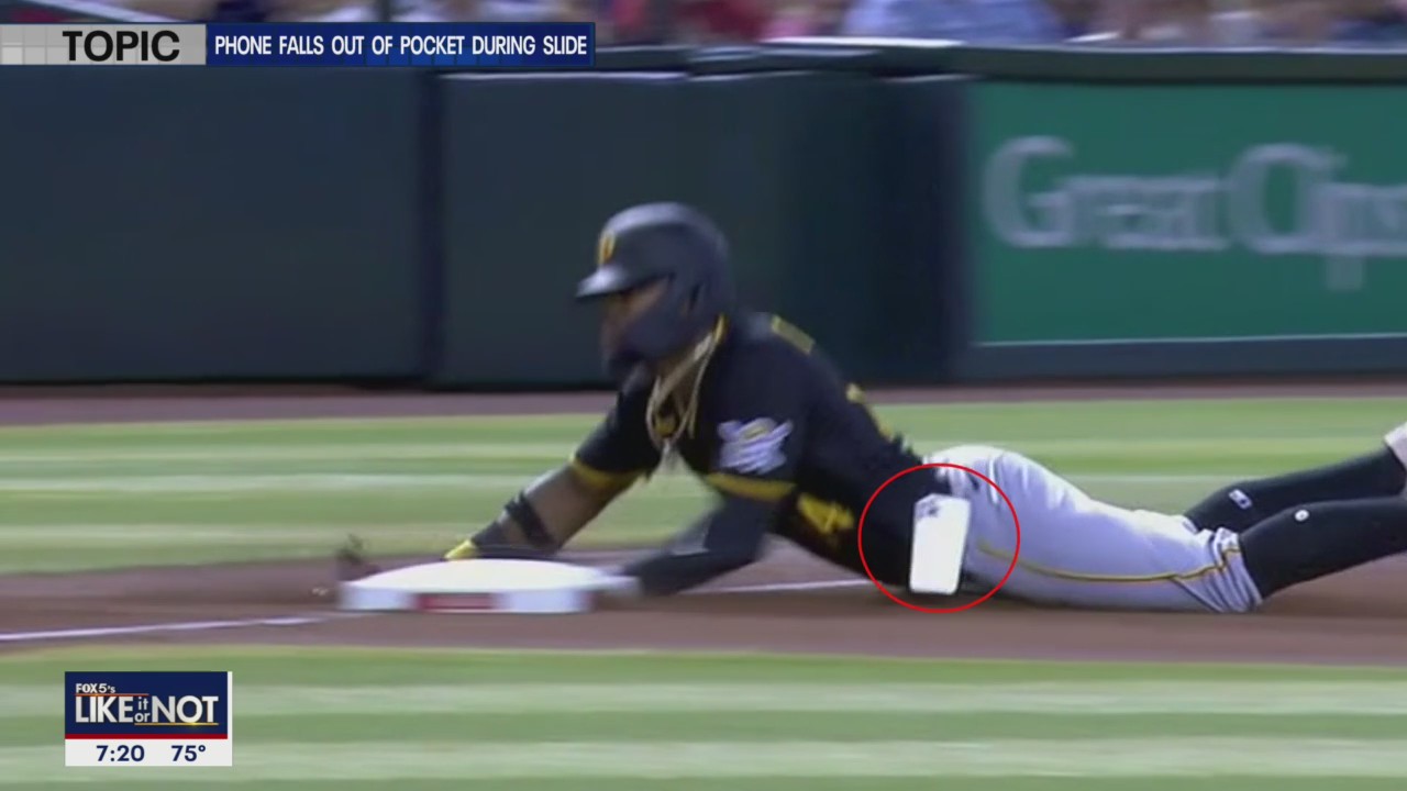 LIKE IT OR NOT: Phone falls out of pocket during slide