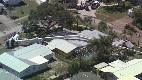 Crane falls on Merritt Island home, SKYFOX shows damage