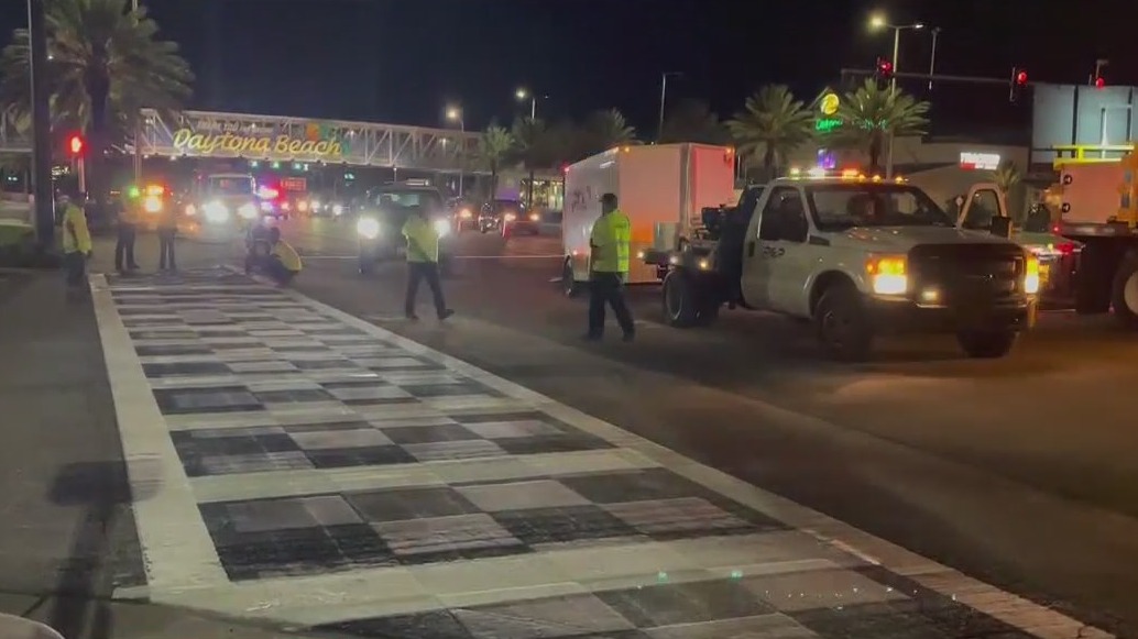 FDOT crews paint over checkered crosswalk at Daytona Speedway