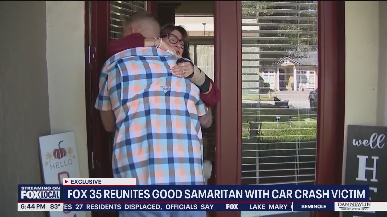 'My angel': FOX 35 reunites man who helped woman after crash
