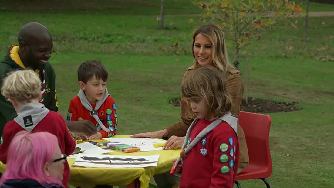First Lady visits scouts with Princess Kate in UK