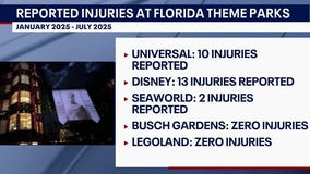 Reported injuries at Florida theme parks
