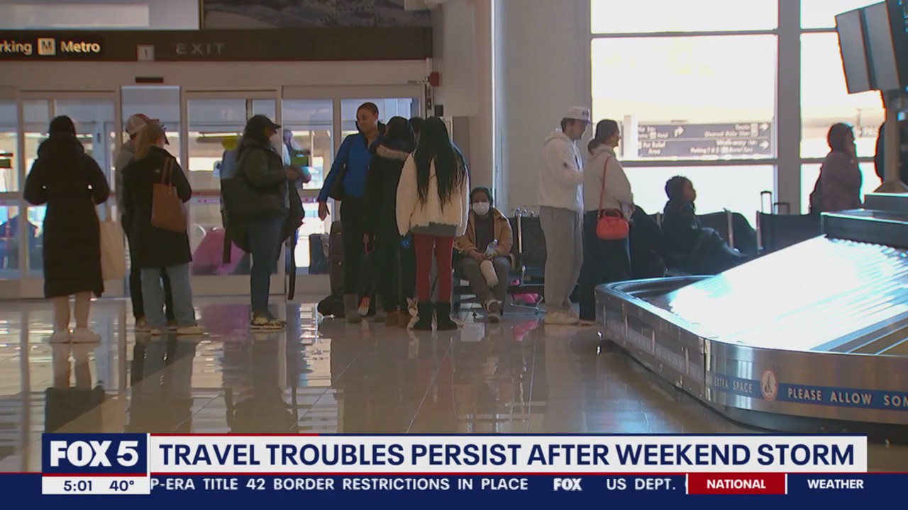 Travel troubles persist across DMV after weekend storm | FOX 5 DC