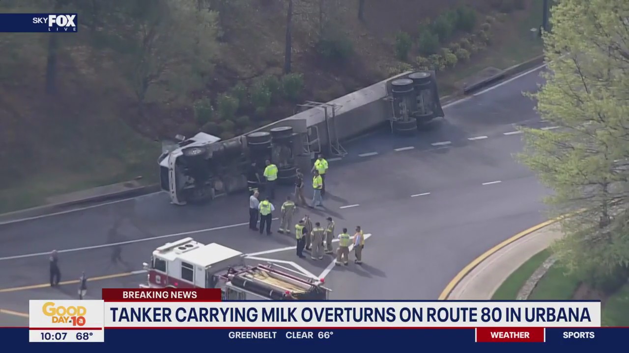 Overturned milk truck causes delays in Frederick County | FOX 5 DC