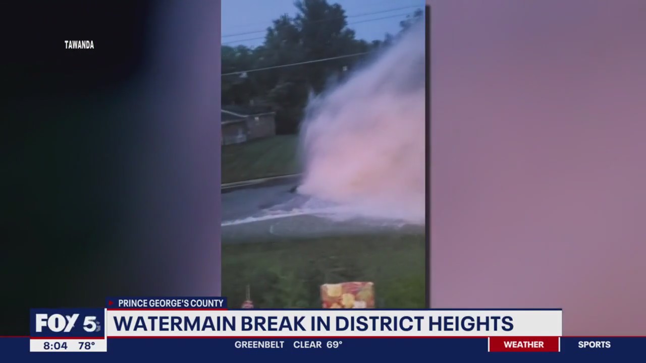 Water main break soaks District Heights | FOX 5 DC