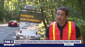 Hacked construction signs distracting drivers