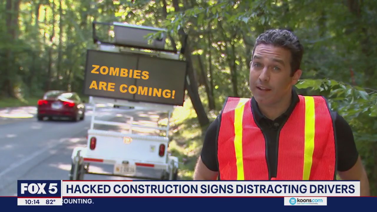 Hacked construction signs distracting drivers