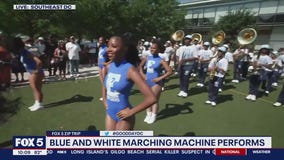 Blue and White Marching Machine performs!