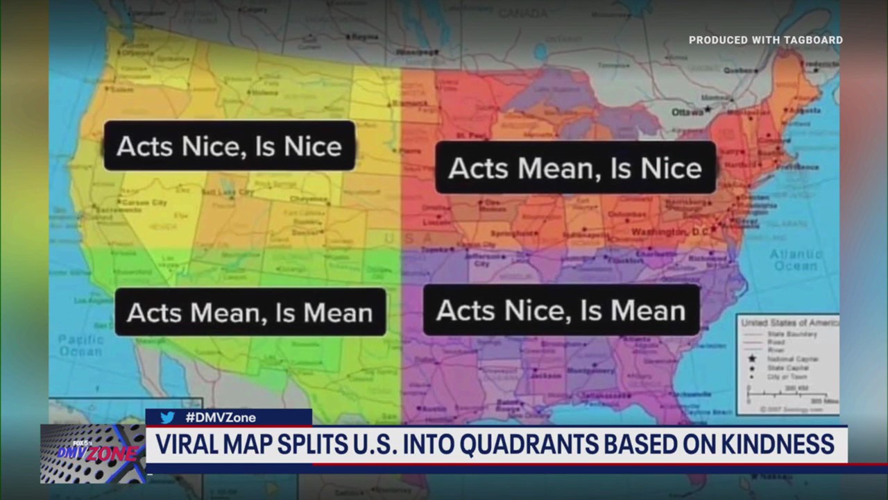 Who's nice and who's not: Viral map splits U.S. up based on kindness