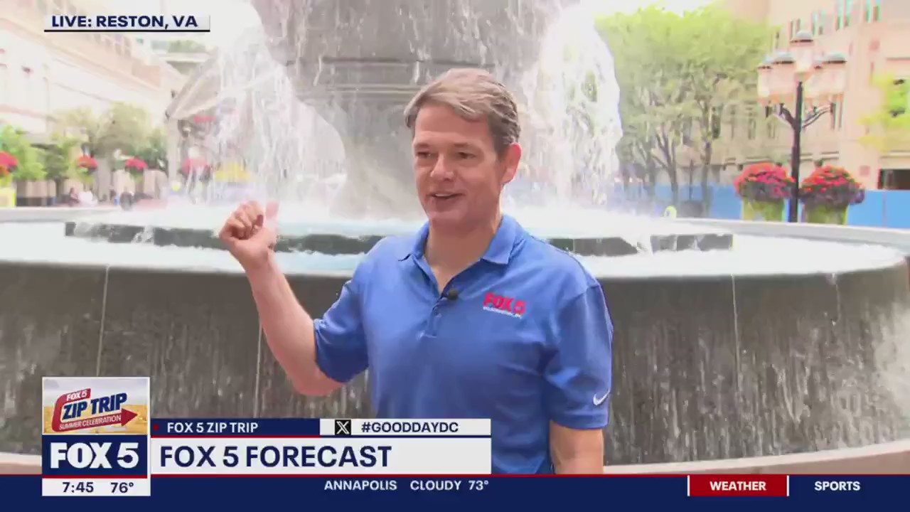 Checking out the fountain in Reston!