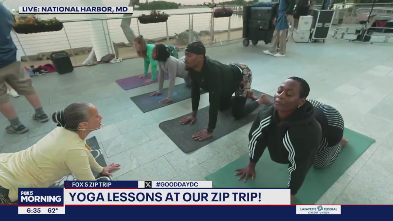 Morning yoga at National Harbor!