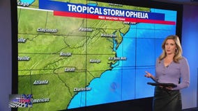 Tropical Storm Ophelia bringing wet, windy weekend to DC region