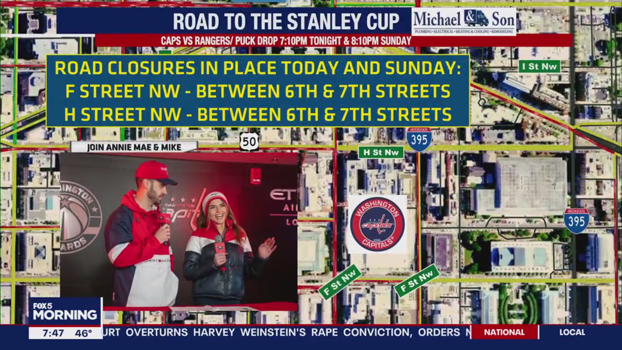 Road closures ahead of Capitals game