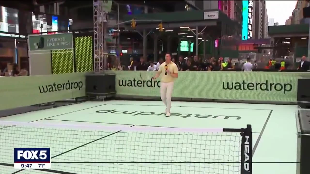 Free pop-up tennis court opens in Times Square