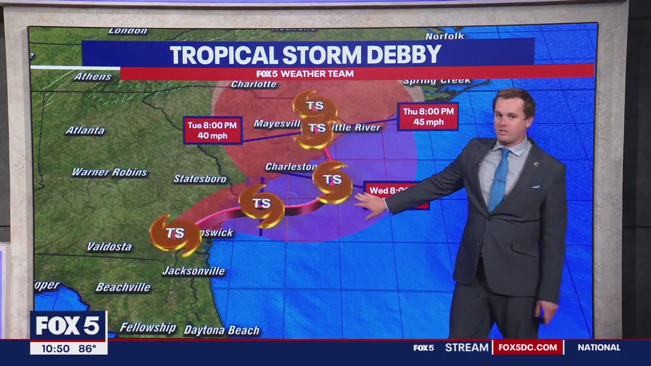 Tropical Storm Debby set to drench DC with much-needed rainfall | FOX 5 DC