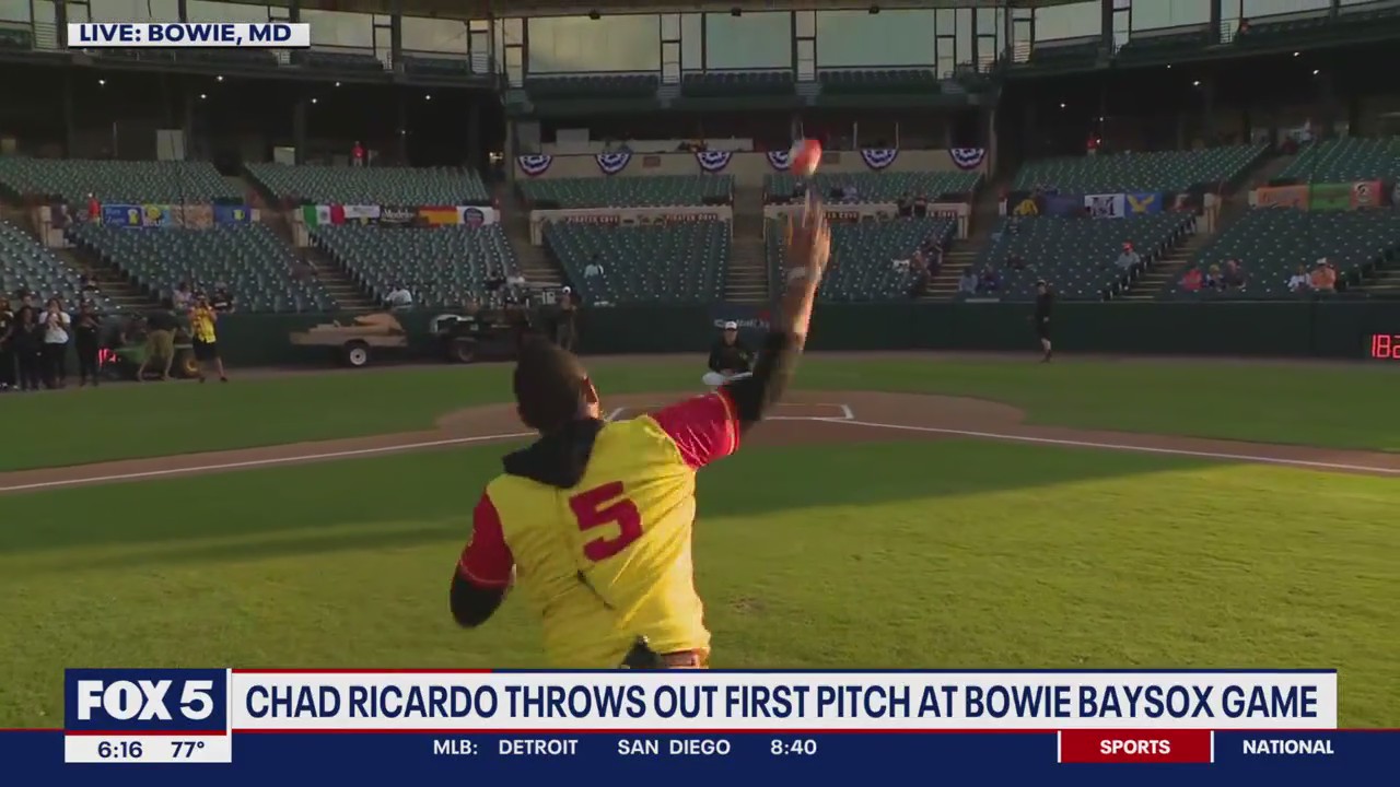 Chad Ricardo FOX 5's Chad Ricardo throws out first pitch at Bowie Baysox game | FOX 5 DC