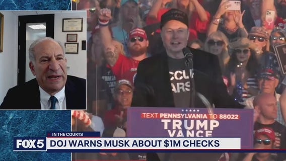 Elon Musk receives warning from DOJ about $1 million checks