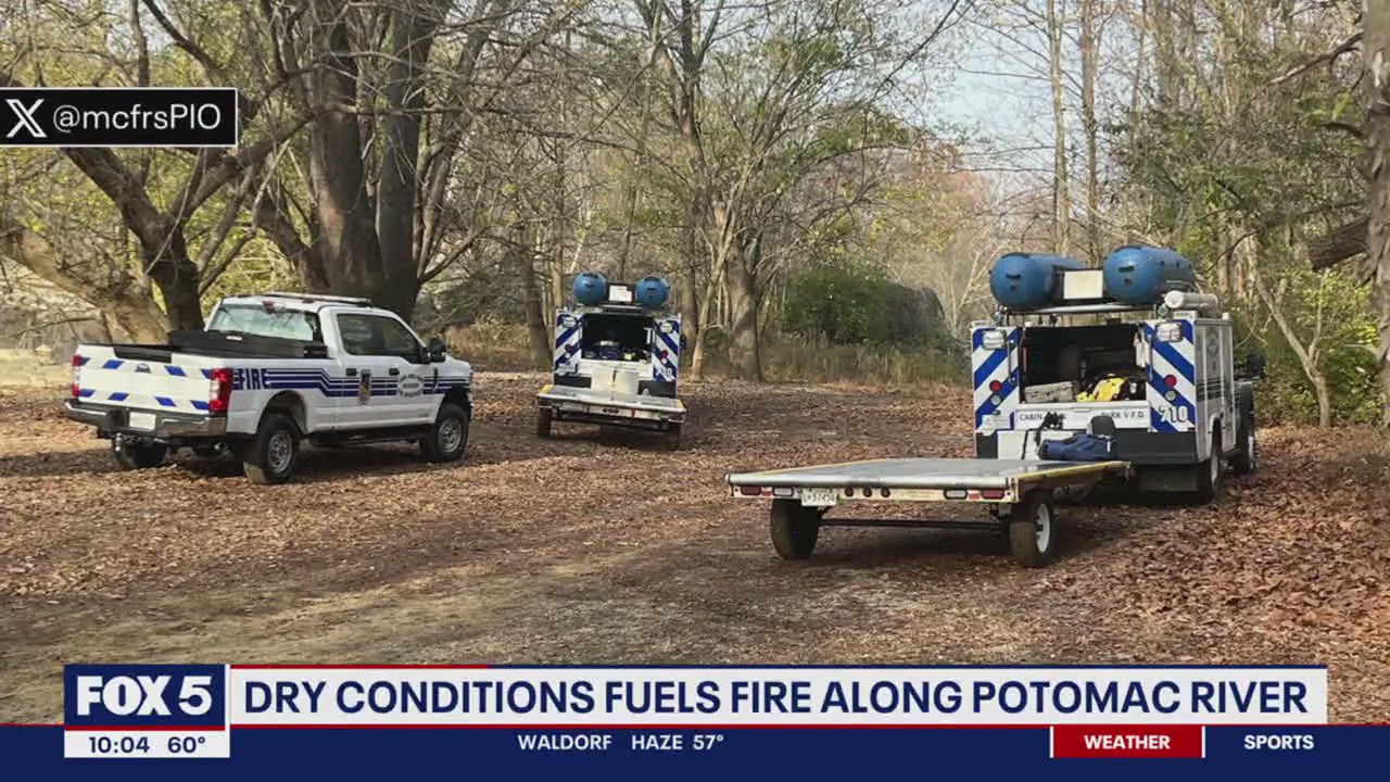 Dry weather conditions fuel fire along Potomac River | FOX 5 DC