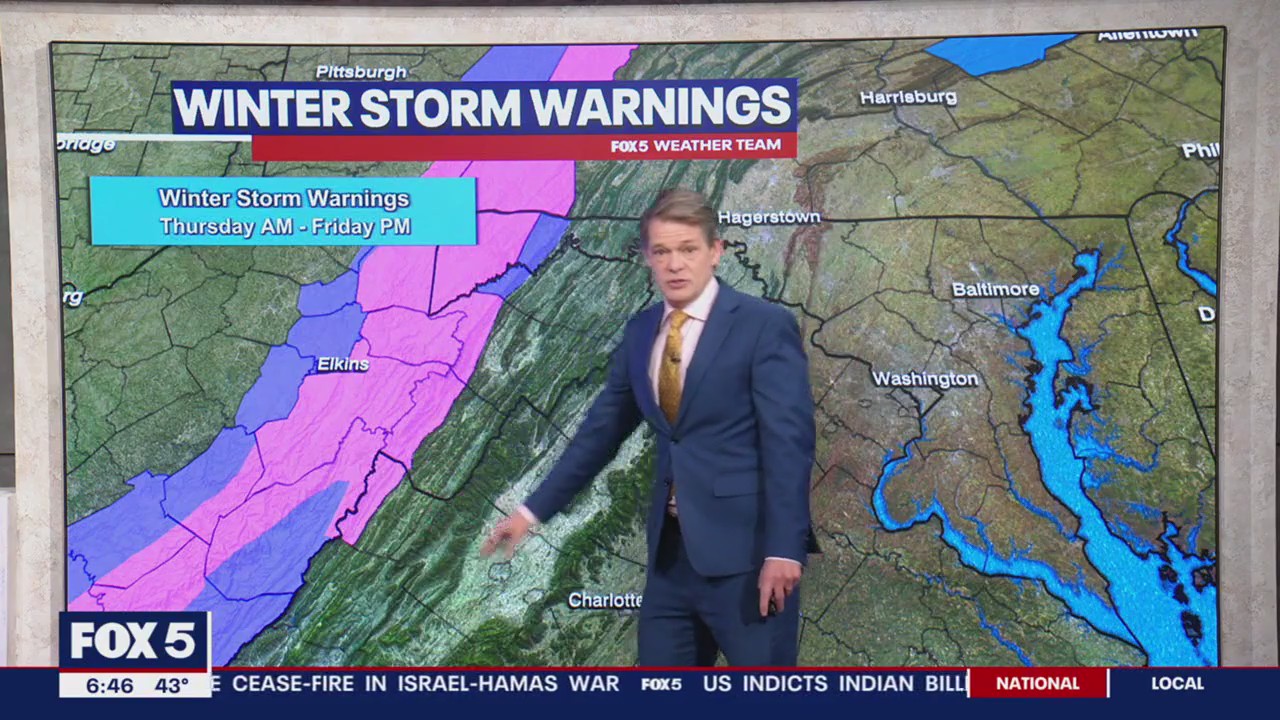 Winter storm warnings until Friday for parts of MD, VA