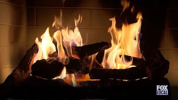 Crackling Yule Log Fireplace with Music