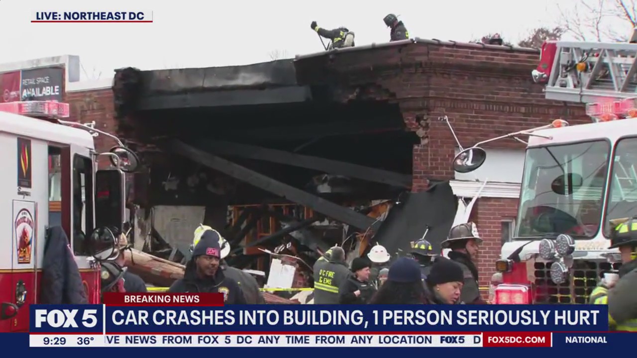 Woman seriously injured after car crashes into building | FOX 5 DC