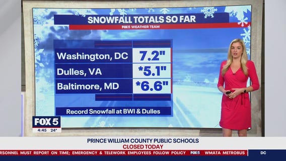 DC snow forecast: Record snowfall at BWI, Dulles Monday