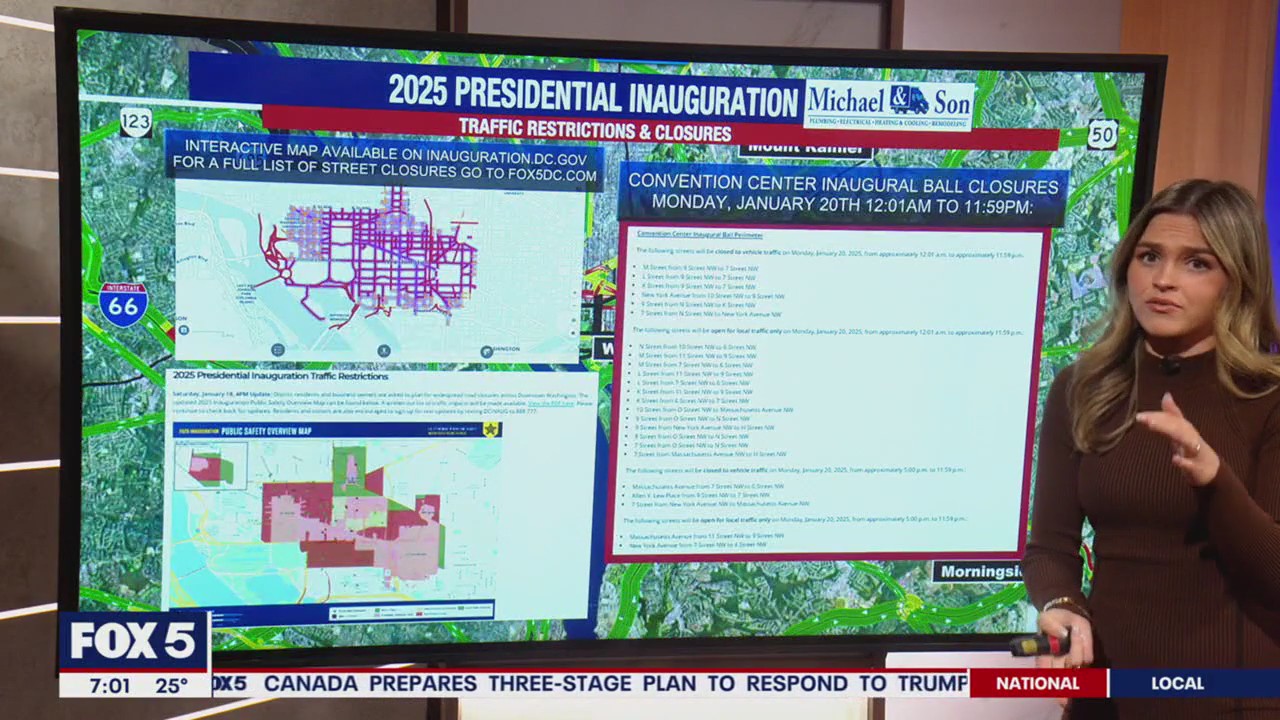 Inauguration Day 2025: Updated road closures | FOX 5 DC