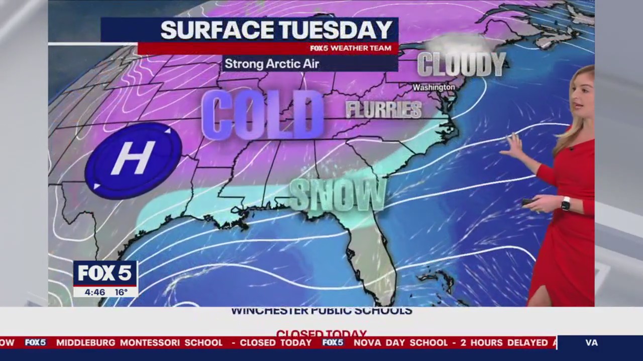 Snow flurries possible Tuesday as bitter cold sets in