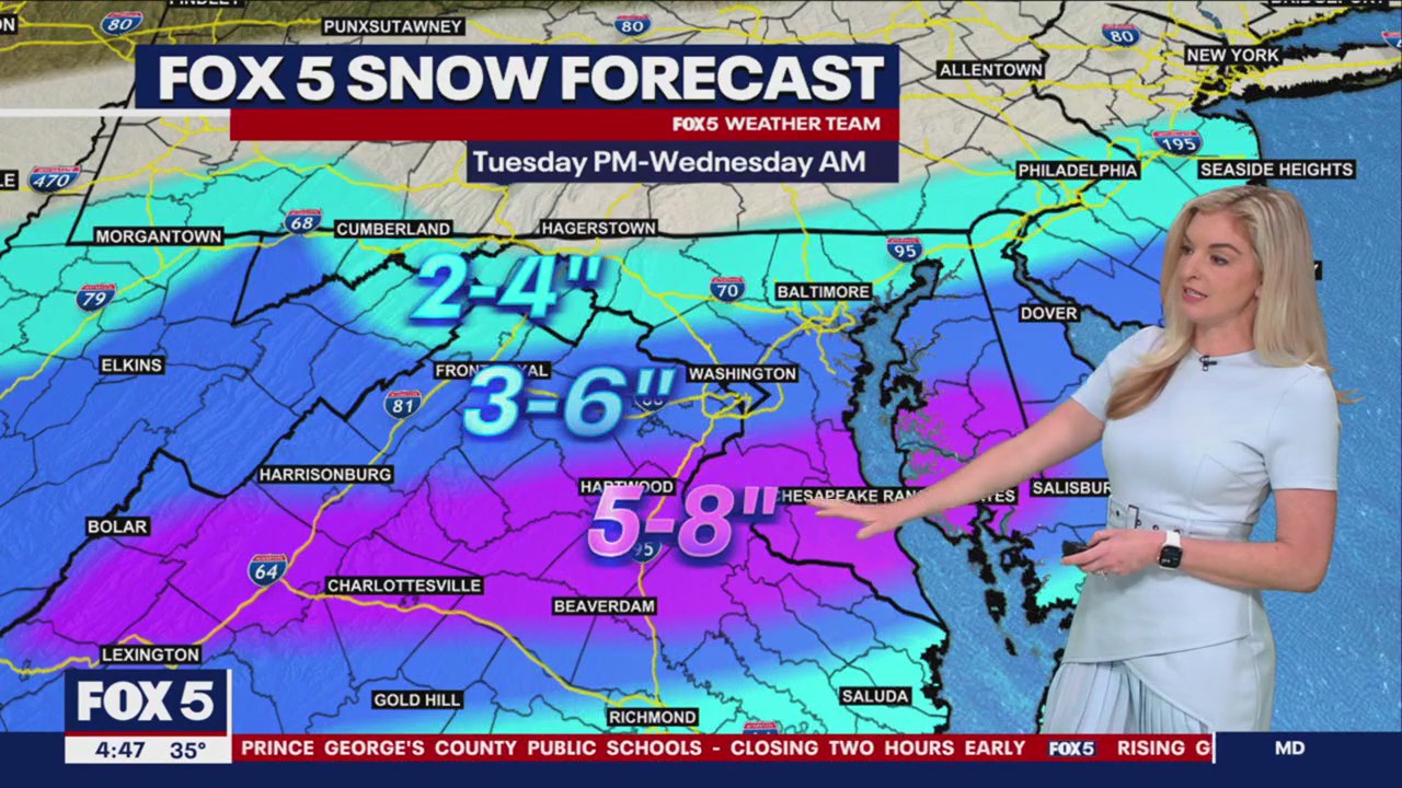 Heavy snow expected across DC region Tuesday