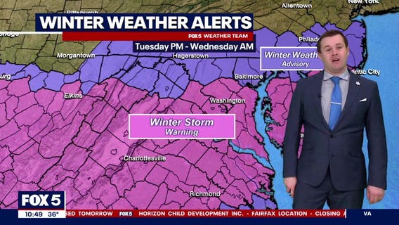 DC snow totals, timing, and temperatures