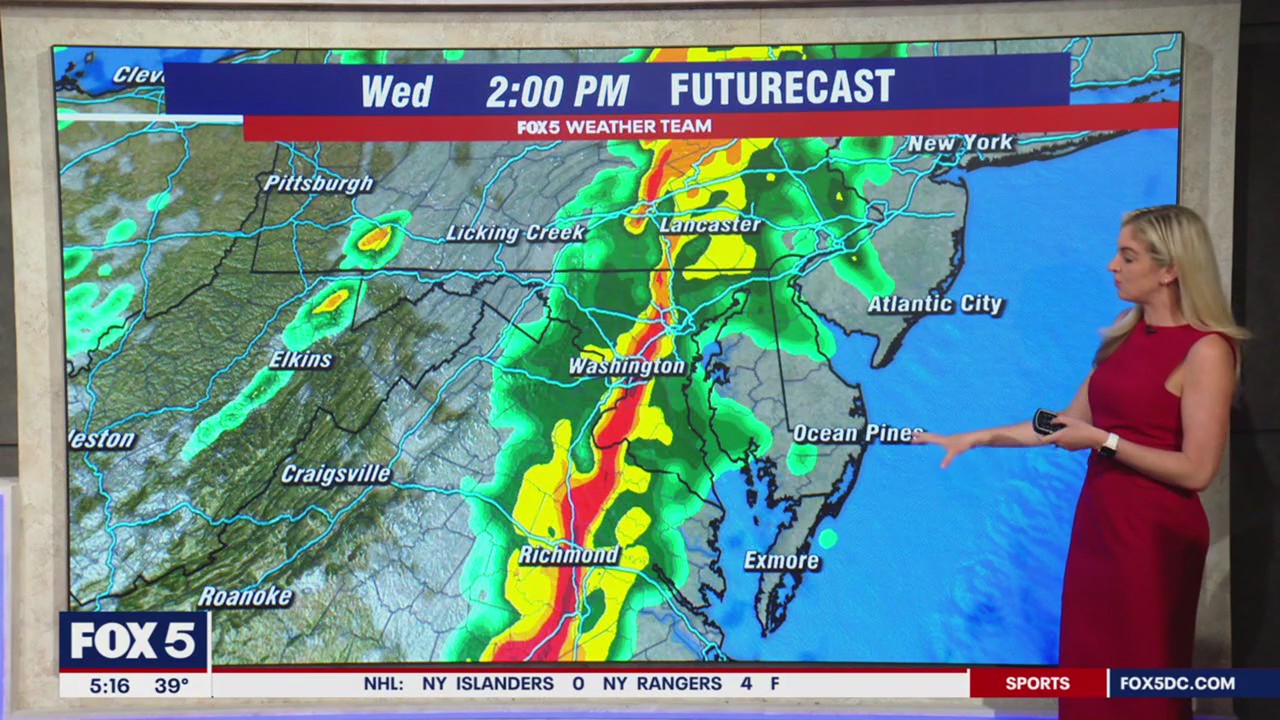 Severe weather threat moves toward DC region Wednesday