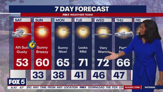 Sunny and cool temperatures across DC region