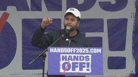 Congressman Maxwell Frost speaks at anti-Trump "Hands Off" Rally