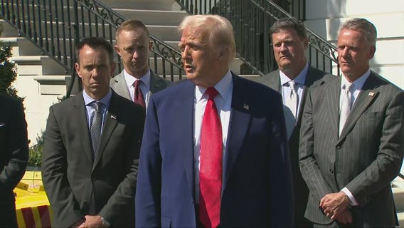 Trump discusses China Tariff during event with racing champions