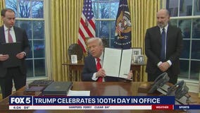 President Donald Trump celebrates 100 days in office