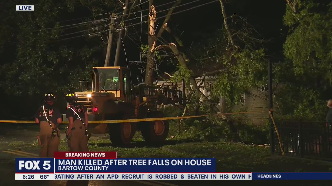 Bartow County man killed after tree falls on home | FOX 5 Atlanta