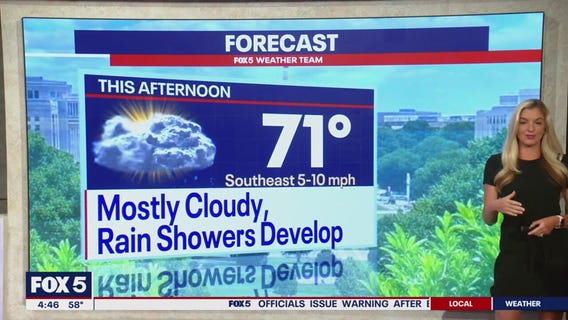 DC weather: Cloudy, PM rain showers develop