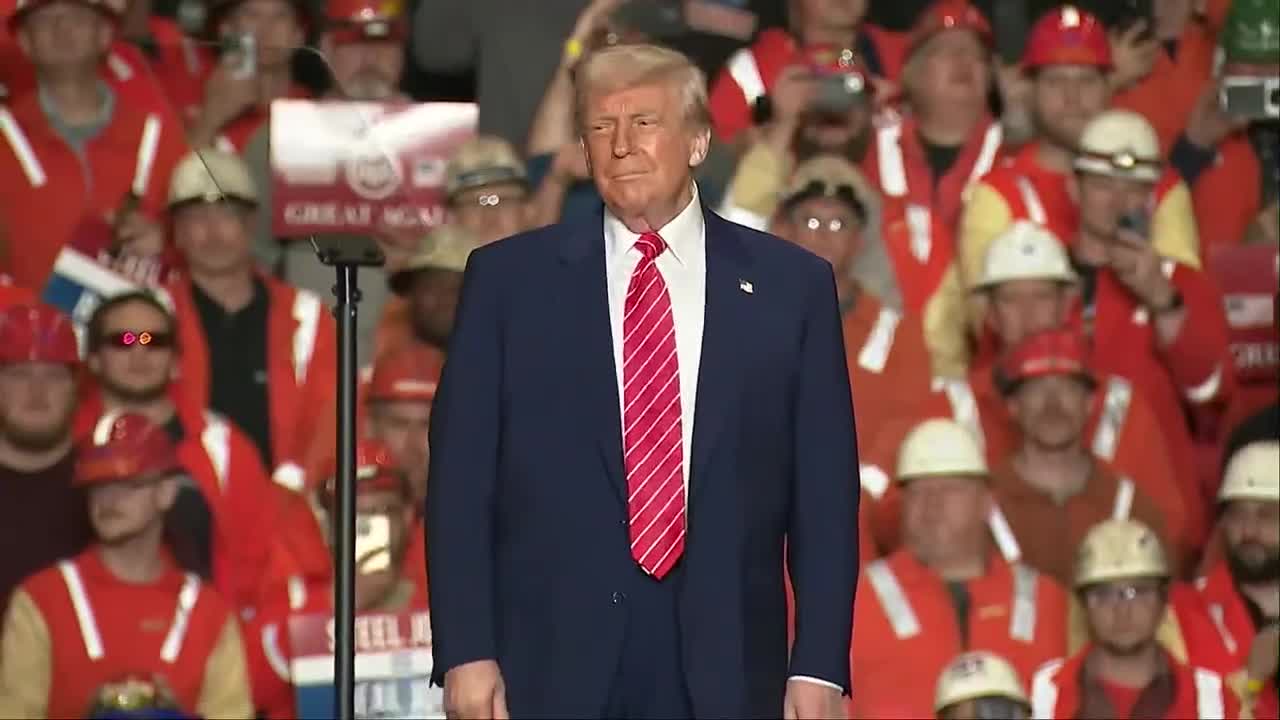 President Trump gives remarks on US Steel Deal rally