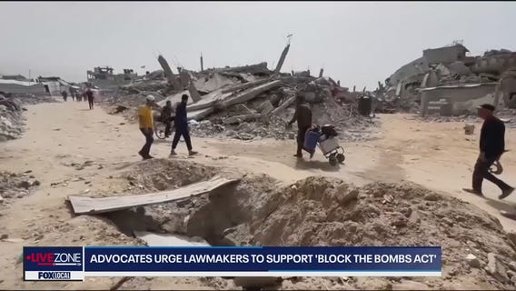 Pro-Palestine activist urge support for "Block the Bombs Act"