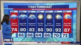 Rain showers and potential thunderstorms in DC region