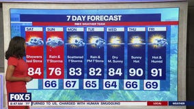 Rain showers with warm temperatures in DC region