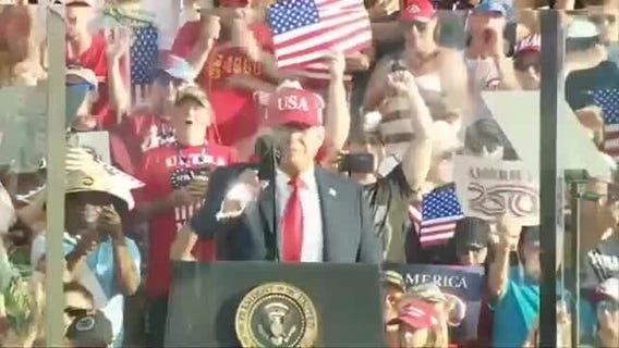 President Donald Trump speaks at Salute to America event