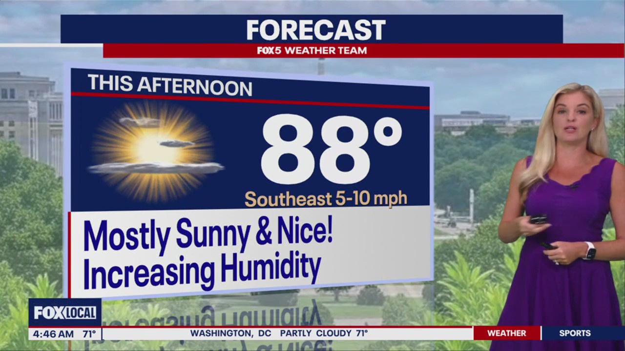 DC weather: Partly sunny Monday, highs near 88 degrees