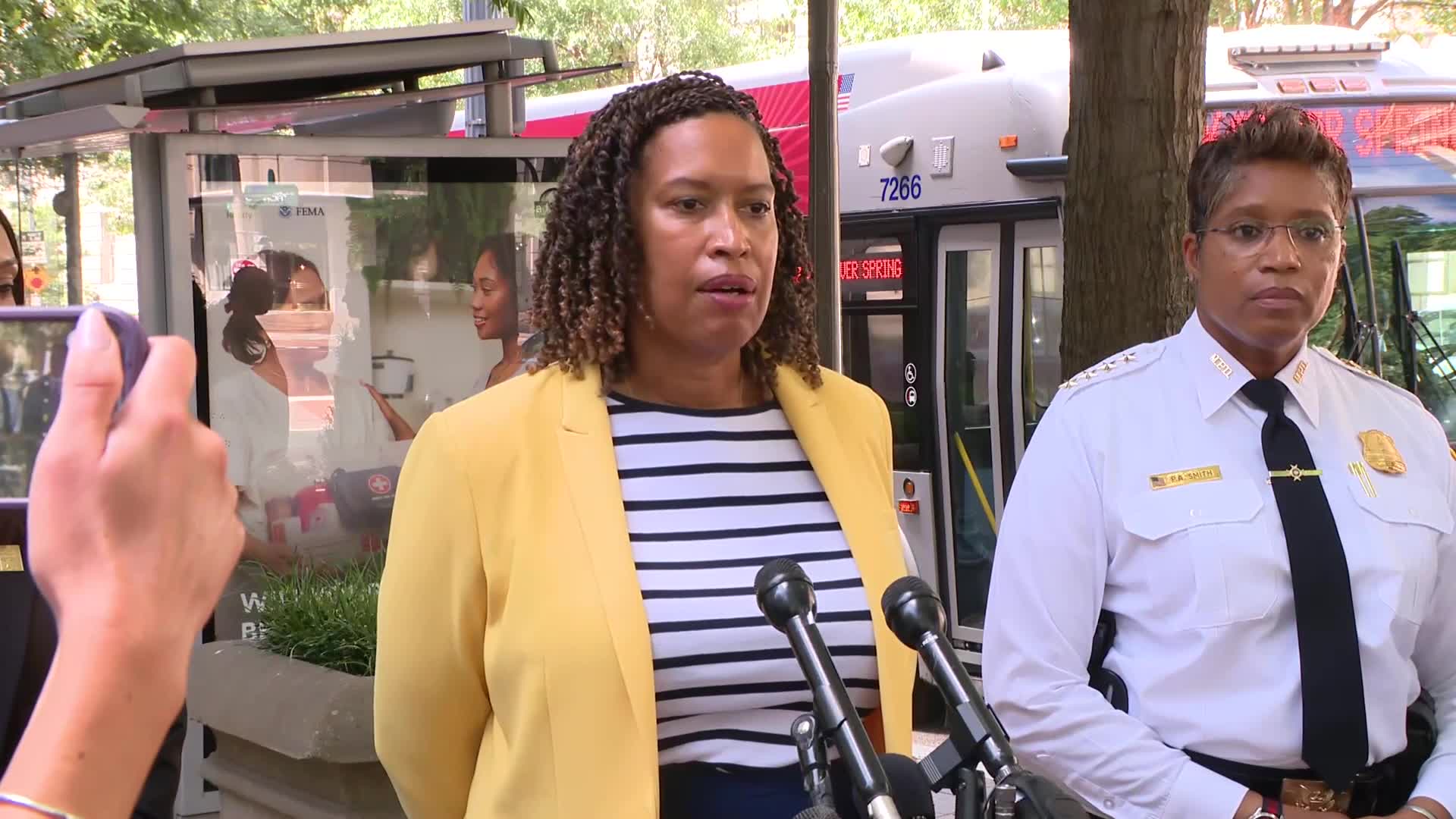 Muriel Bowser gives remarks after meeting with Pam Bondi at the DOJ