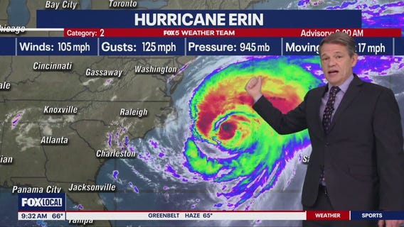 Hurricane Erin brings gusty winds to DMV region Thursday