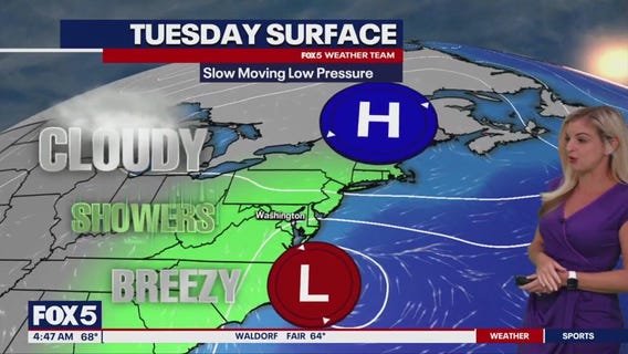 DC weather: Chance of showers and thunderstorms Tuesday