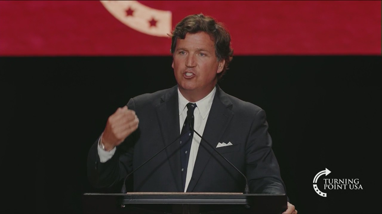 Tucker Carlson at Charlie Kirk funeral