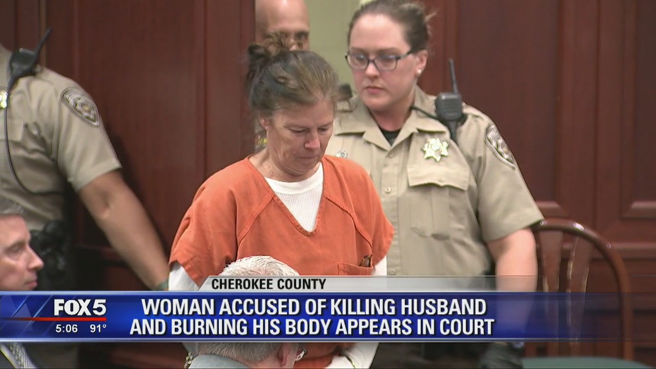 Woman accused of killing husband and burning his body appears in court ...