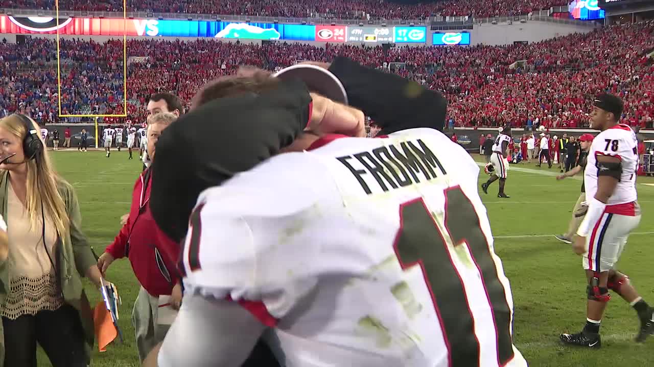 Smart, Fromm share celebration after beating Gators